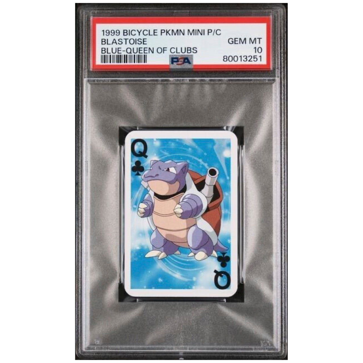 1999 Bicycle Pokémon Mini Playing Cards Blue Deck Blastoise Queen of Clubs PSA 10