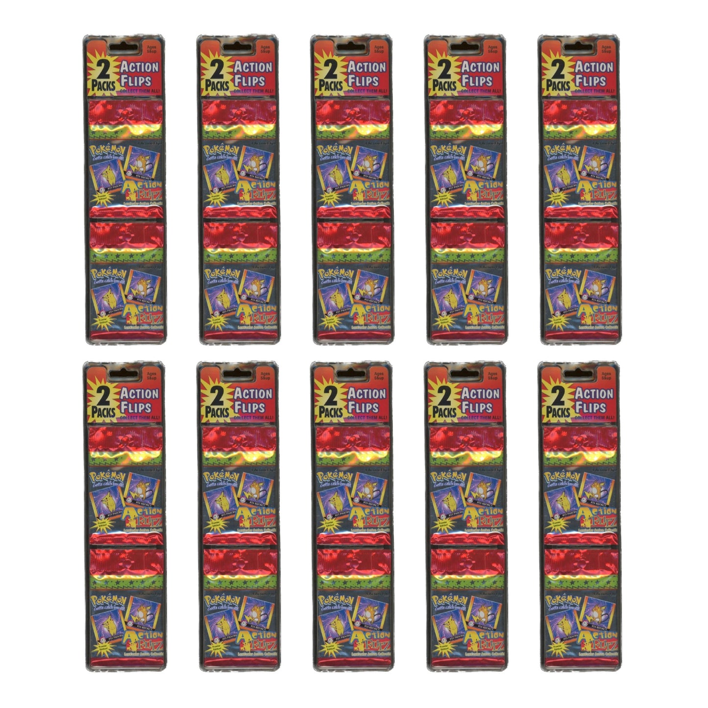 Lot of (10) 1999 Pokémon Action Flipz Premier Edition Blister Packs