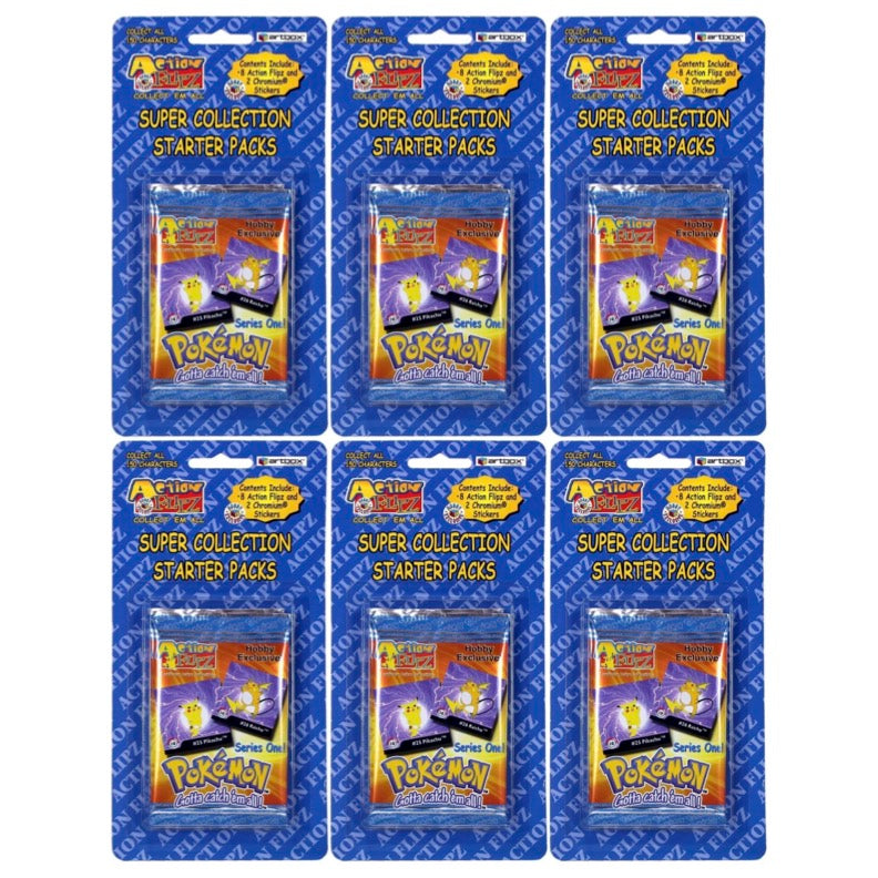 Lot of (6) 1999 Pokémon Action Flipz Series One Super Collection Starter Packs