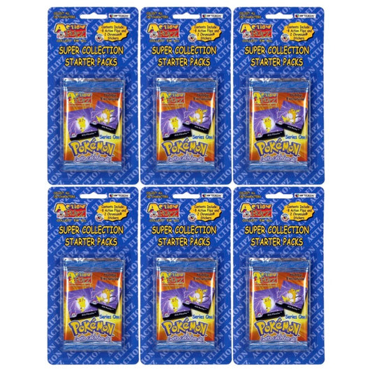 Lot of (6) 1999 Pokémon Action Flipz Series One Super Collection Starter Packs