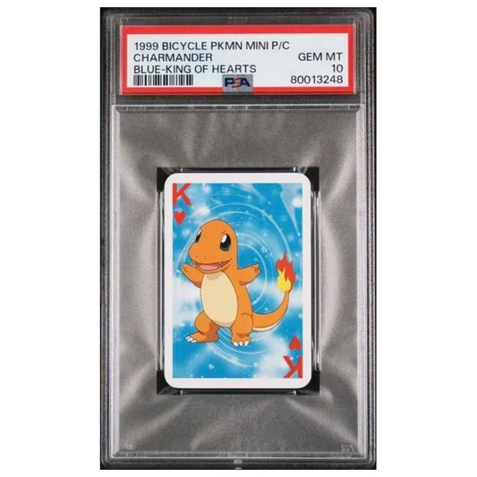 1999 Bicycle Pokémon Mini Playing Cards Blue Deck Charmander King of Hearts PSA 10