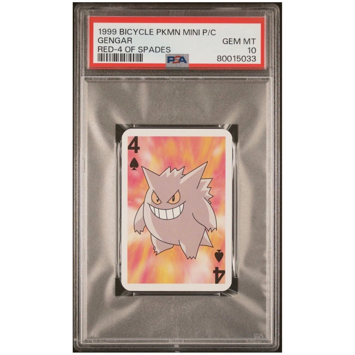 1999 Bicycle Pokémon Mini Playing Cards Red Deck Gengar 4 of Spades PSA 10